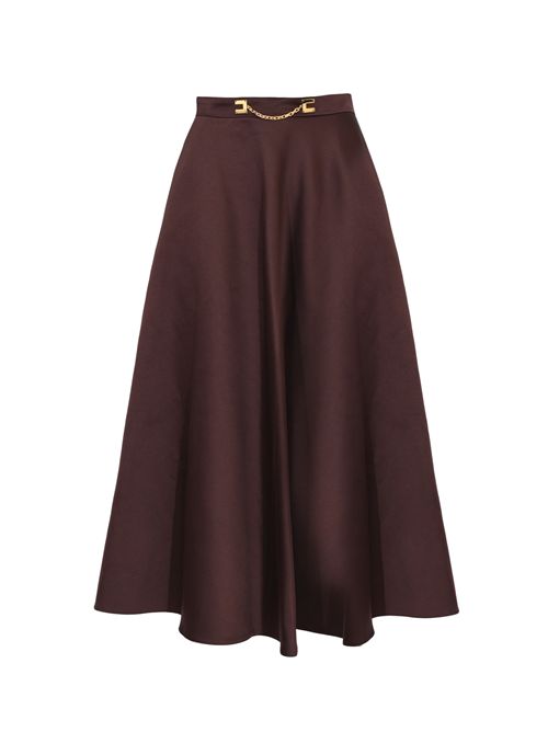 Gonna in duchesse con logo gioiello Cacao Elisabetta Franchi | GO15661E2644